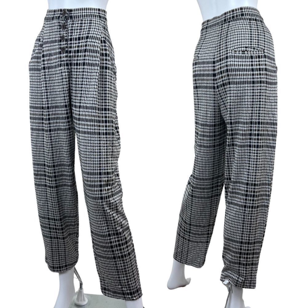 Free People Posey Size S Glen Plaid Jersey Knit Pull On Ankle Trouser NEW Pants
